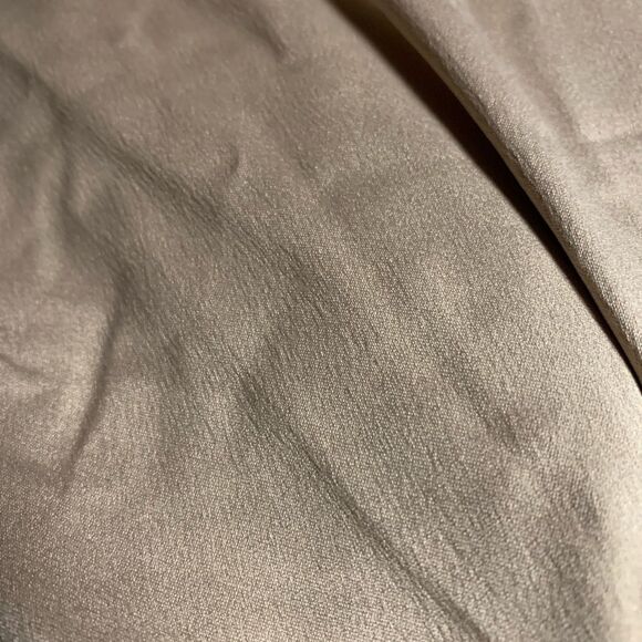 NWT LA Femme champagne colored ruched gown with beaded back and sleeves. - Picture 6 of 14